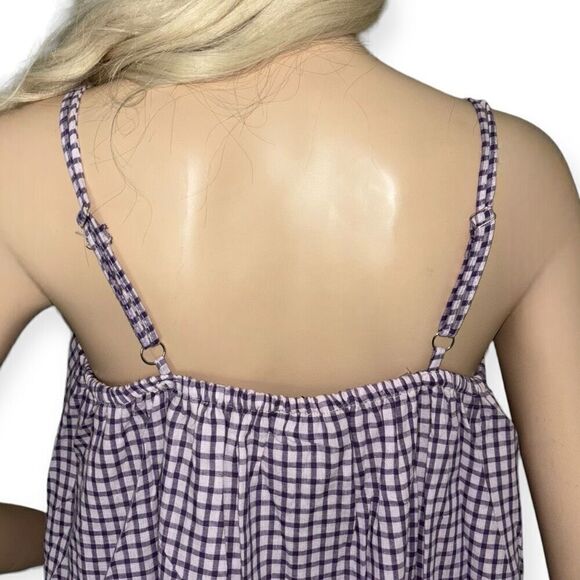 ANGIE Flounce Hem Minidress In Lilac Check Size Medium NEW - Picture 12 of 15